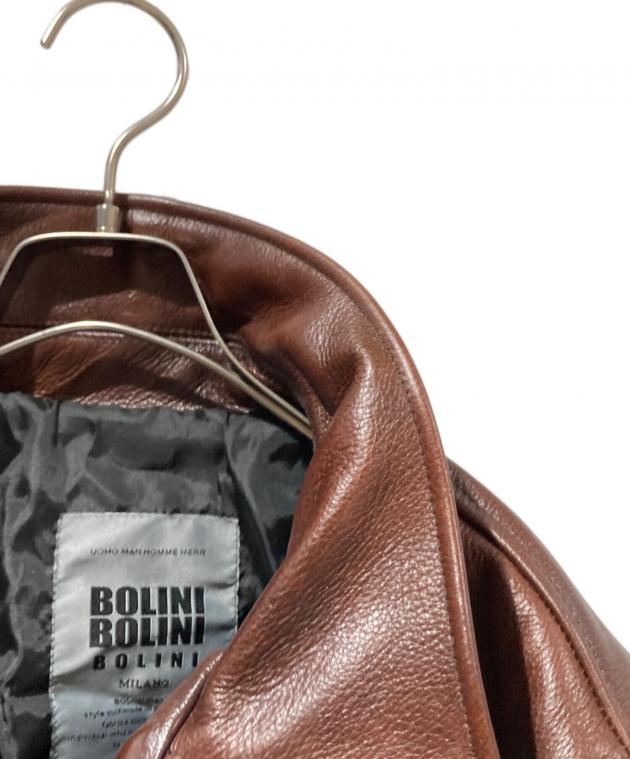 す*れ様 BOLINI ボリーニ　ライトブラウン　牛革レザージャケット 46 M BOLINI ブラウンレザージャケット コサック 46 - メルカリ