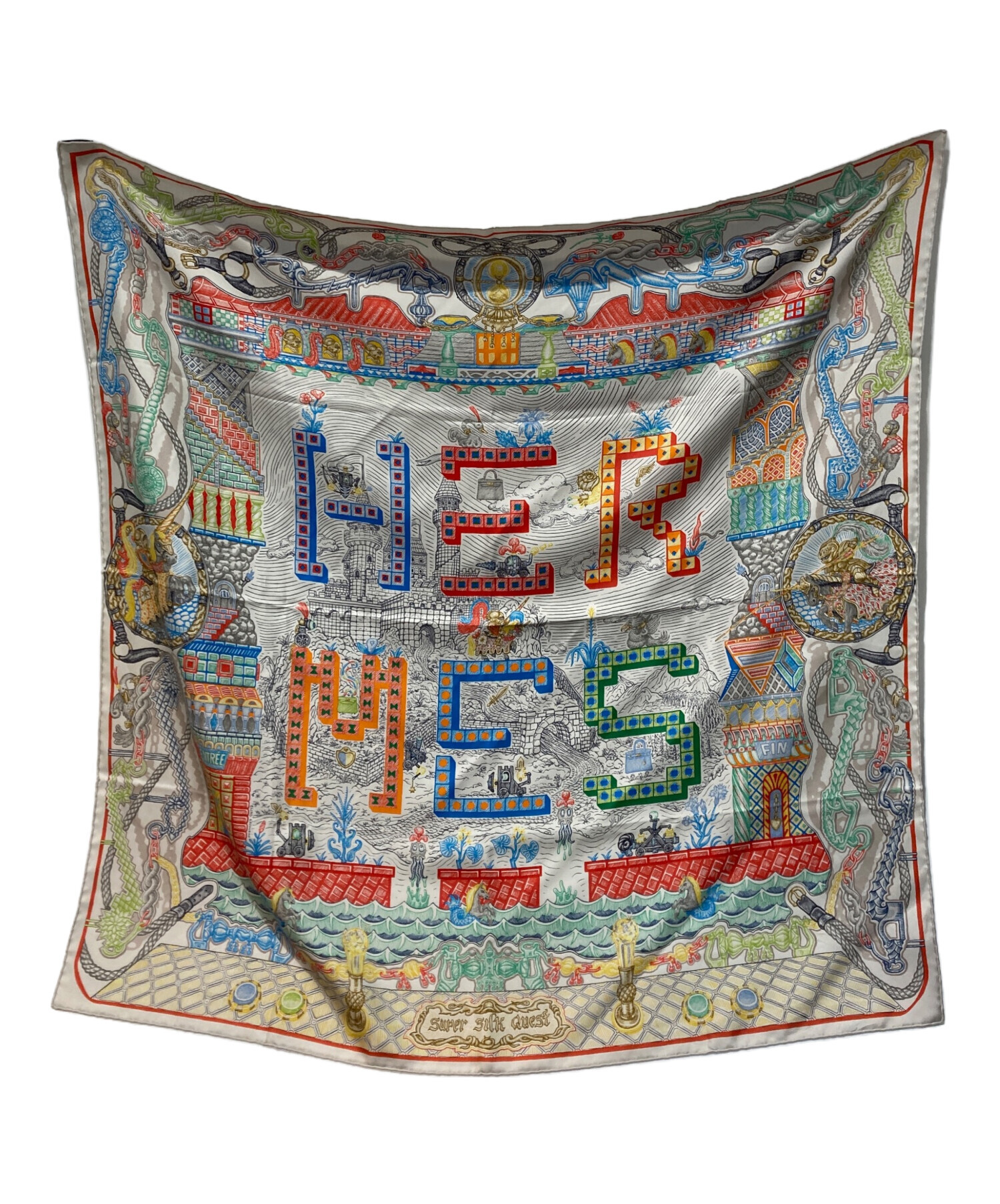 中古・古着通販】HERMES (エルメス) スカーフ グレー サイズ:90cm