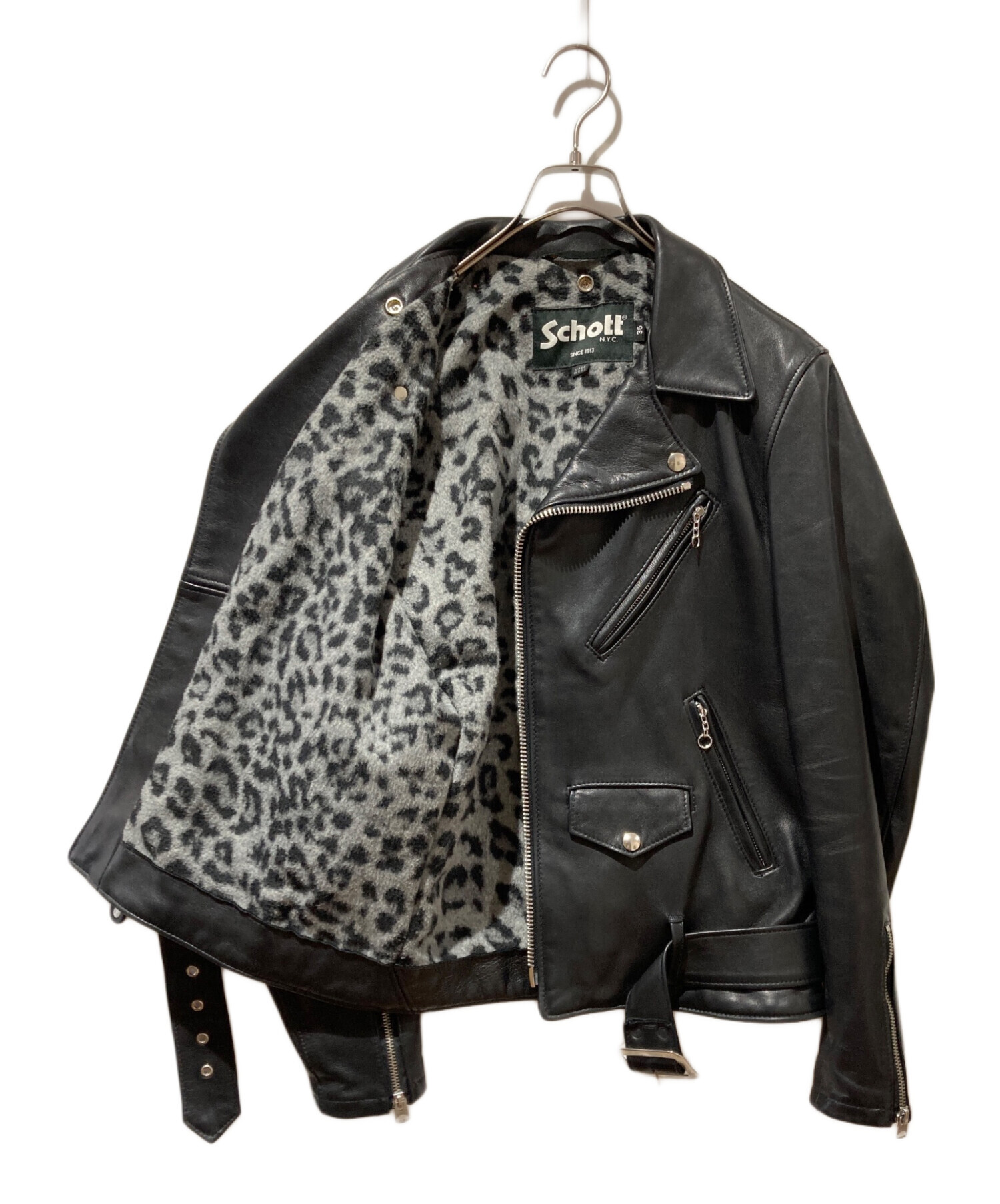 中古・古着通販】Schott (ショット) Leopard Double Riders ブラック