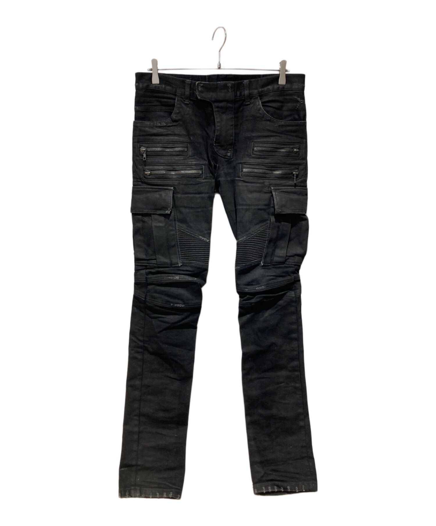 BALMAINバルマンデニム 中古・古着通販】BALMAIN (バルマン) バイカーデニムパンツ ブラック