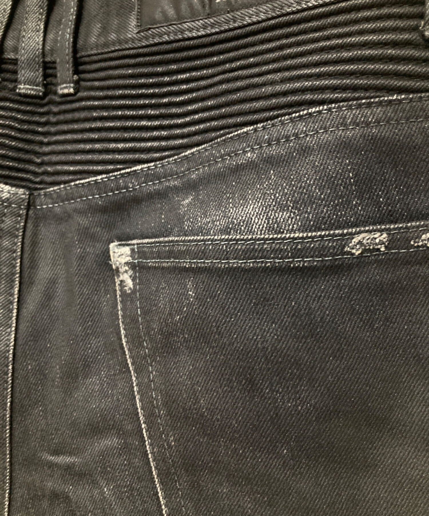 中古・古着通販】BALMAIN (バルマン) バイカーデニムパンツ ブラック