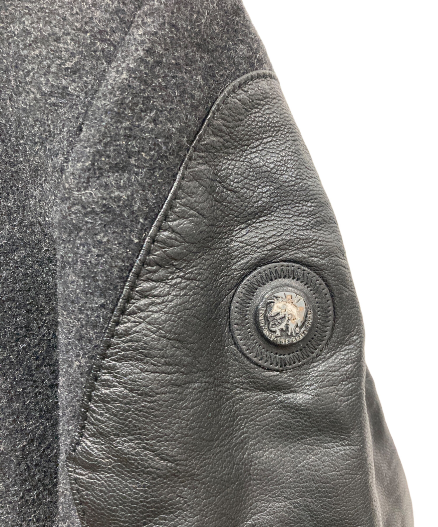 中古・古着通販】DIESEL (ディーゼル) レザー切り替えチェスターコート