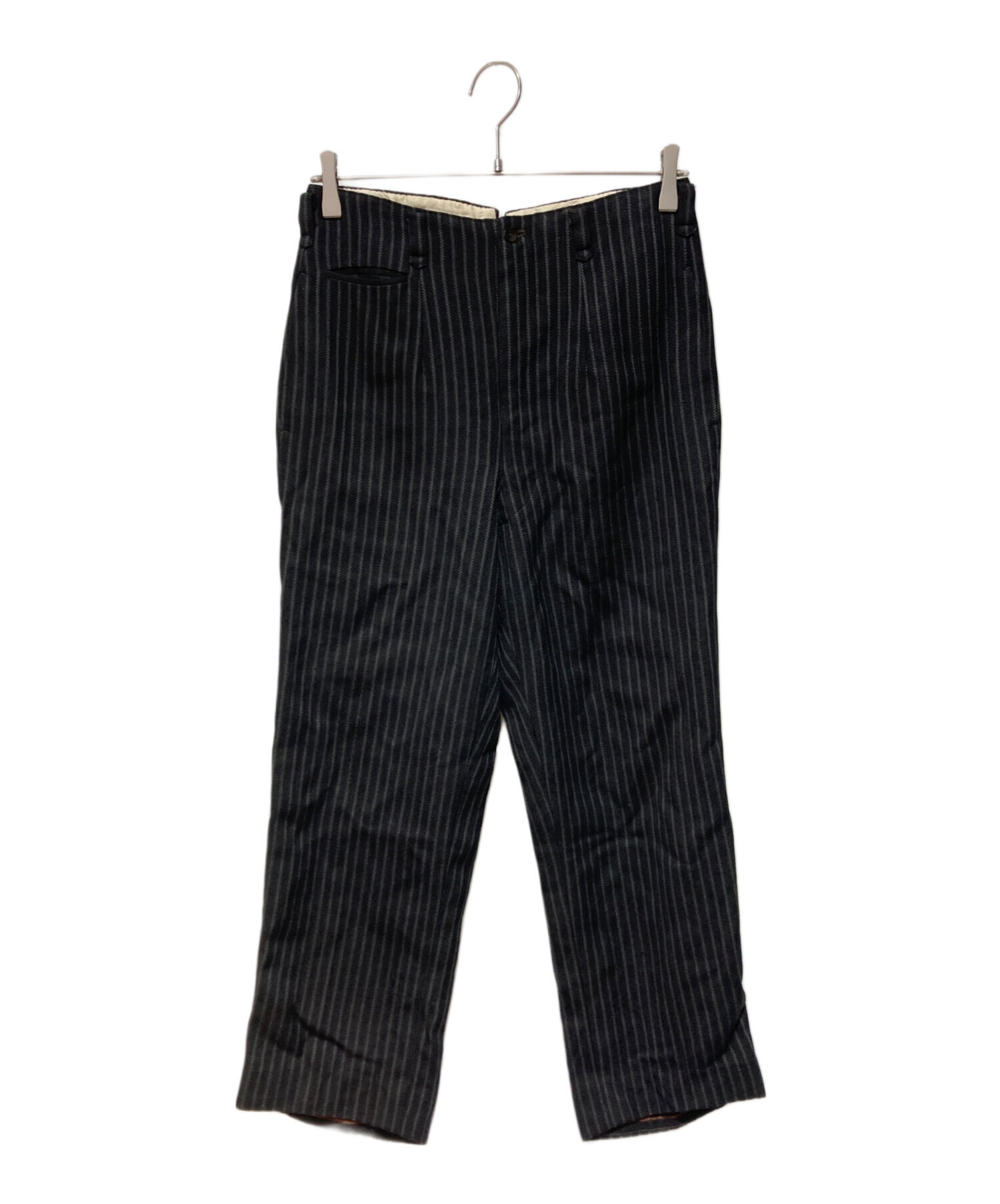 中古・古着通販】ー (ー) ウールストライプスラックス ブラック サイズ