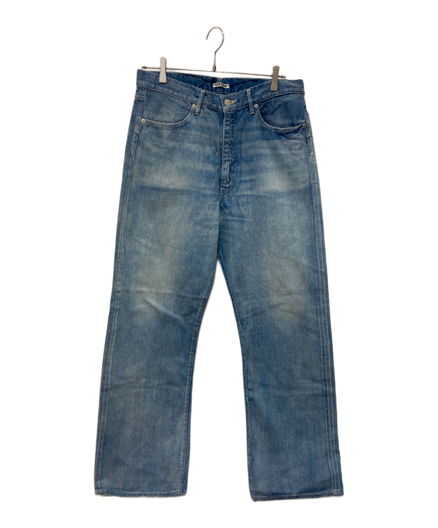 AURALEE FADED SELVEDGE LIGHT DENIM PANTS