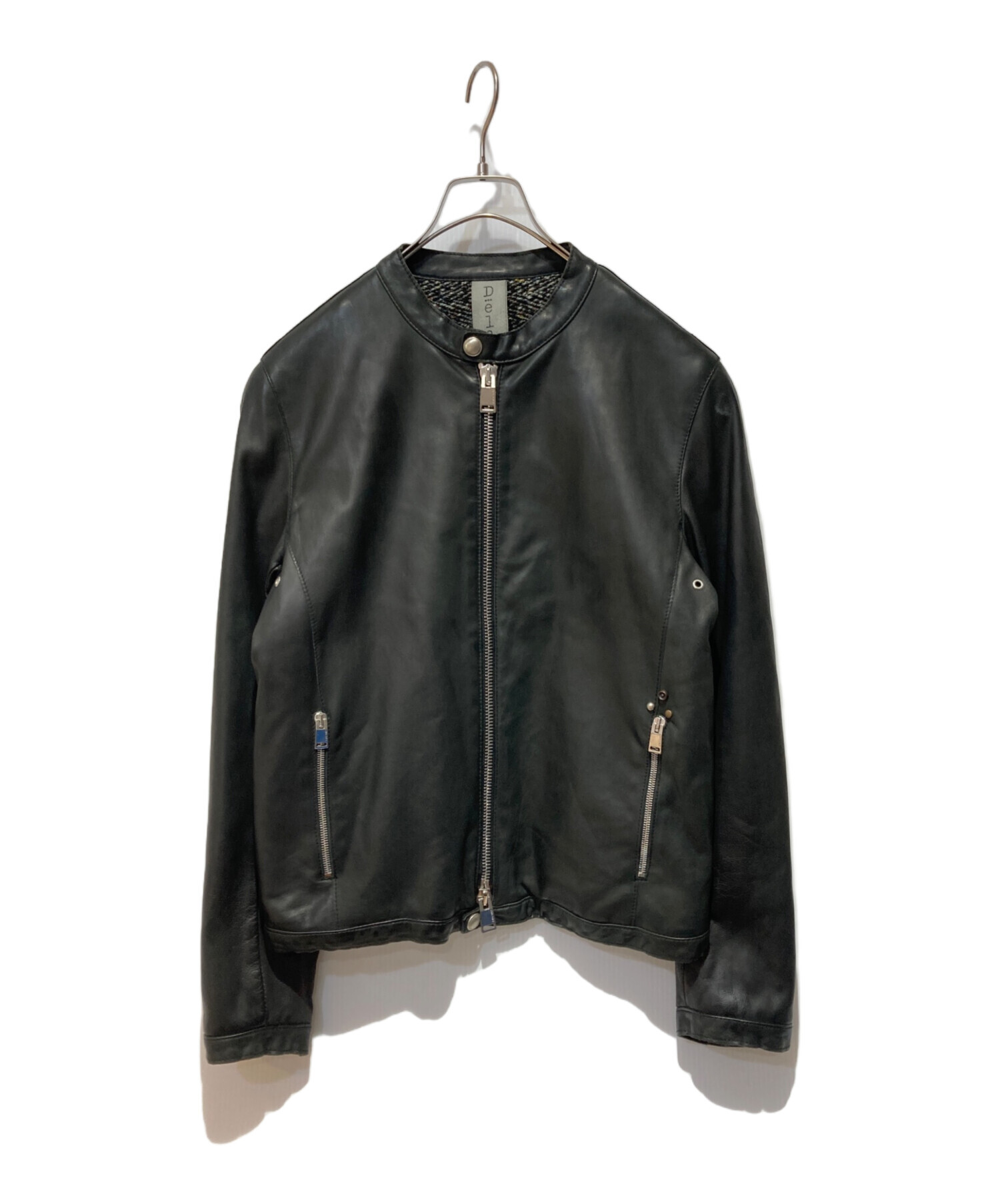 DELAN(イタリア製品)オフホワイトシングルライダースジャケット 中古・古着通販】Delan (デラン) ラムレザー シングルライダース
