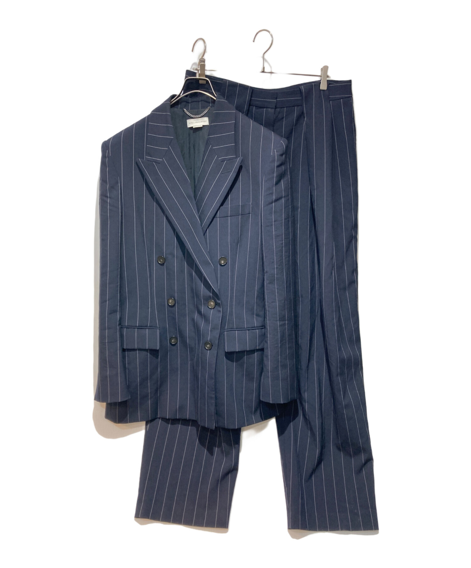 美品 ステラマッカートニー STELLA McCARTNEY セットアップ パンツスーツ ジャージー シャツ パンツ 40(M相当) ネイビー Stella McCartney - 美品 ステラマッカートニー STELLA McCARTNEY