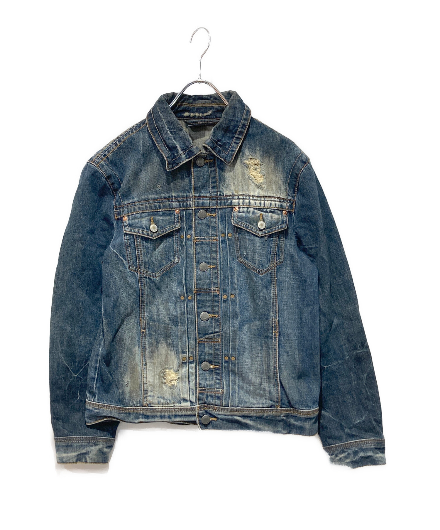 ARMANIアルマーニジーンズ♪ジャケット ダメージ加工デニム イタリア 中古・古着通販】ARMANI EXCHANGE (アルマーニ エクスチェンジ) デニム