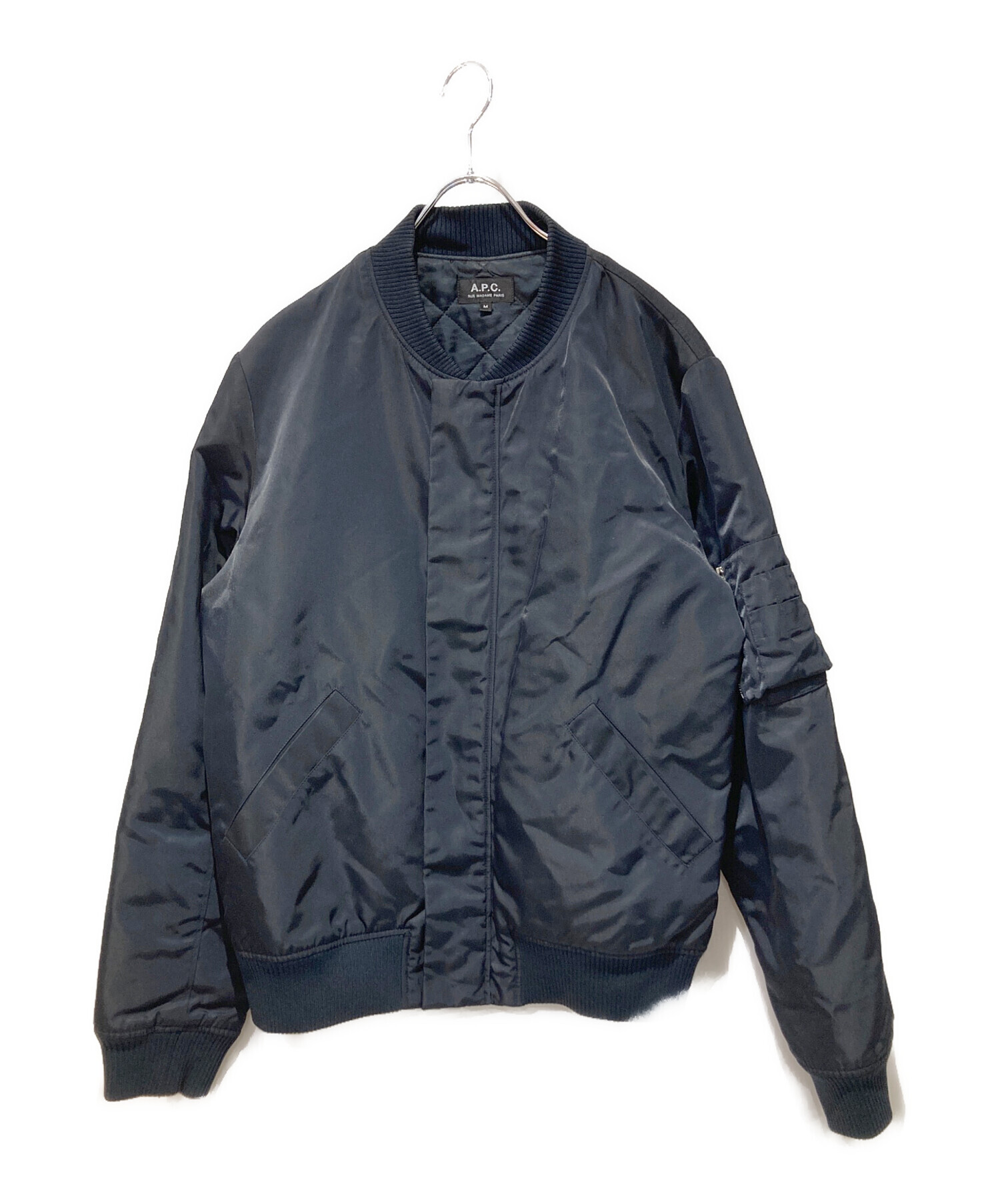 A.P.C. MA-1ジャケット ネイビー Mサイズ 中古・古着通販】A.P.C. (アーペーセー) 中綿MA-1ジャケット ネイビー