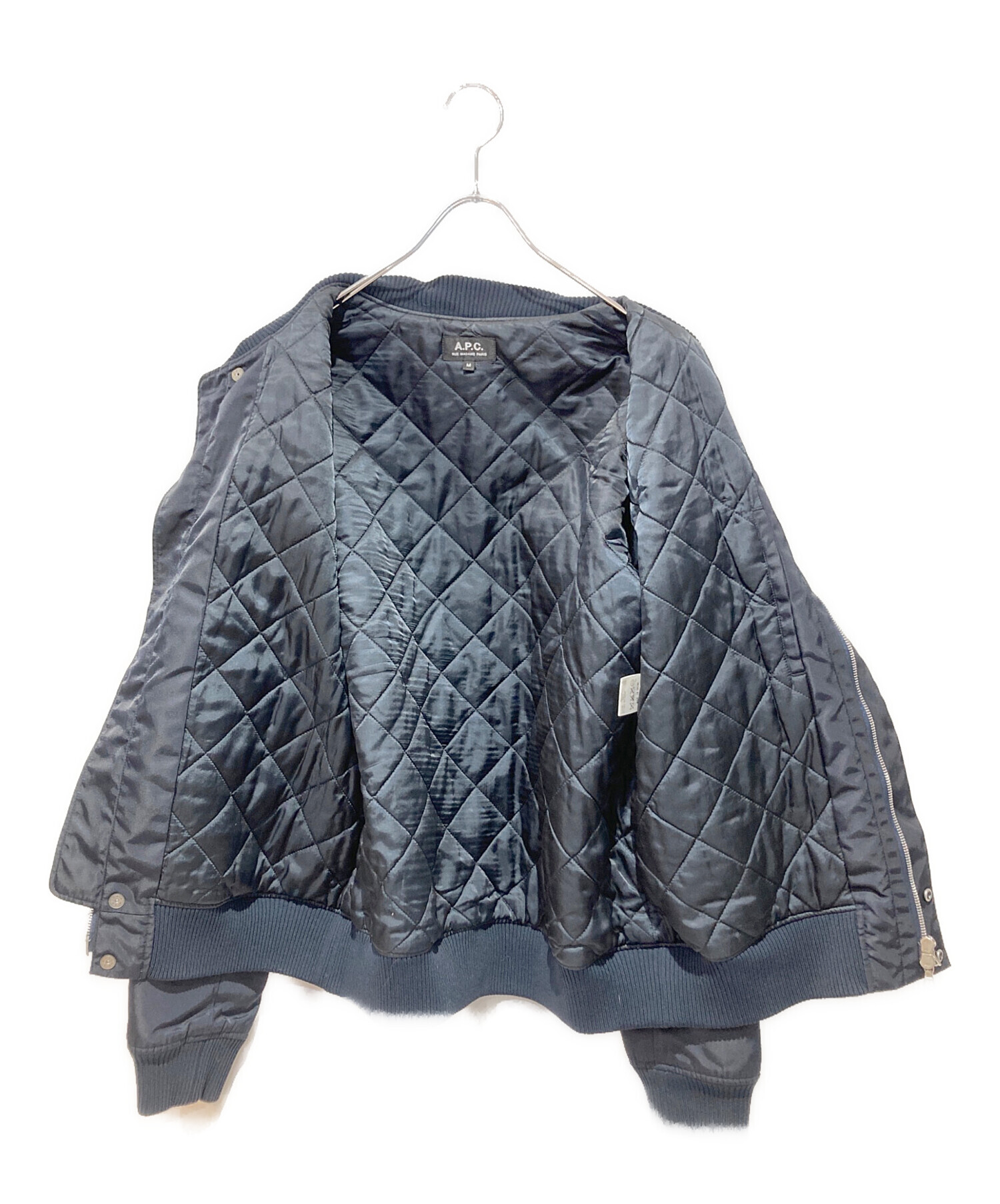 A.P.C. ネイビー MA-1ジャケット 中古・古着通販】A.P.C. (アーペーセー) 中綿MA-1ジャケット ネイビー