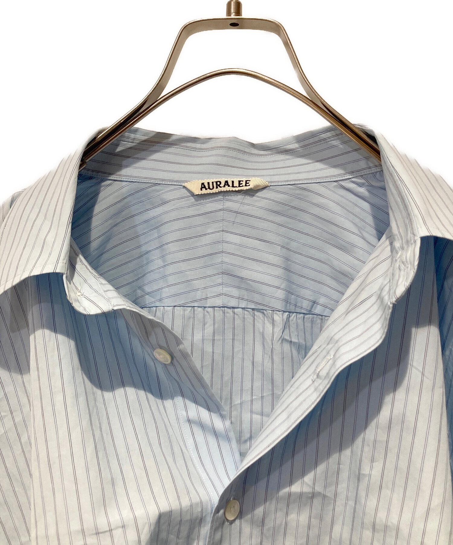 オーラリー SUVIN HIGH COUNT STRIPE SHIRT 中古・古着通販】AURALEE (オーラリー) SUVIN HIGH COUNT CLOTH STRIPE