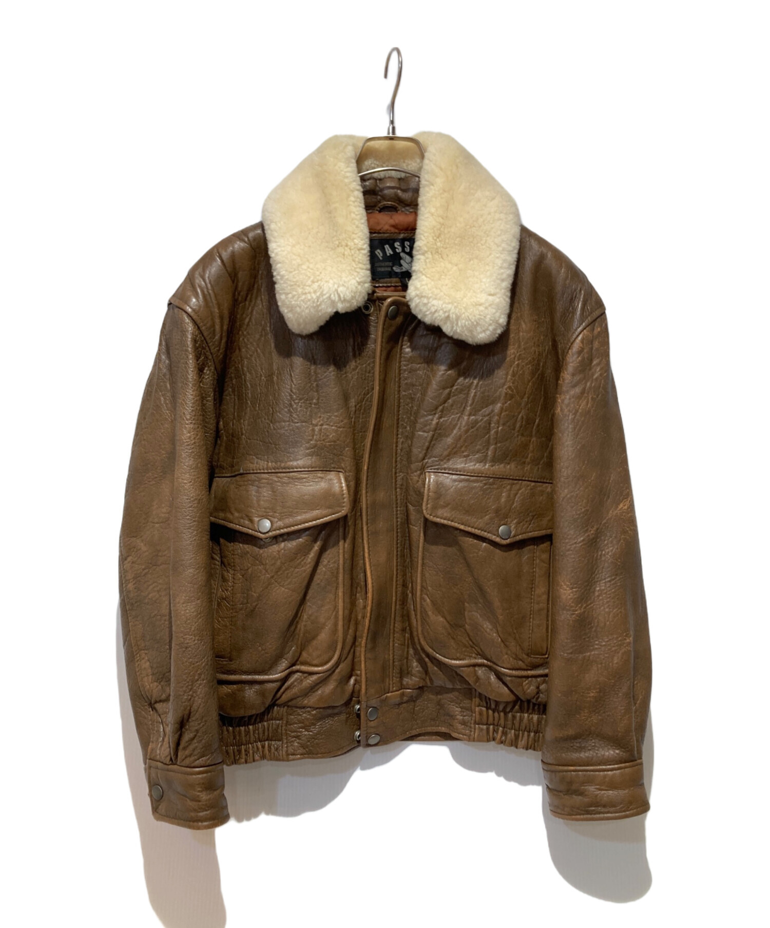 ボアレザージャケット ブラウン VINTAGE レザーボアジャケット