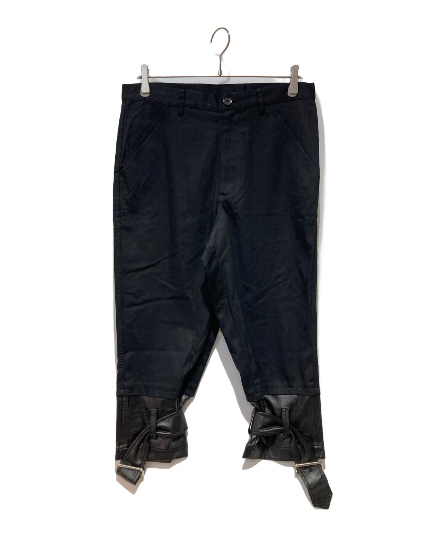 19ss レザー切り替えパンツ ブラック 【公式通販】