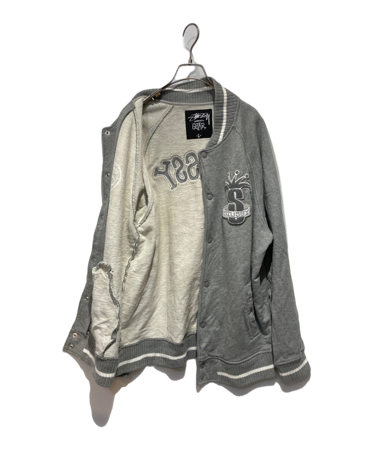 中古・古着通販】stussy (ステューシー) スタジャン グレー サイズ:L