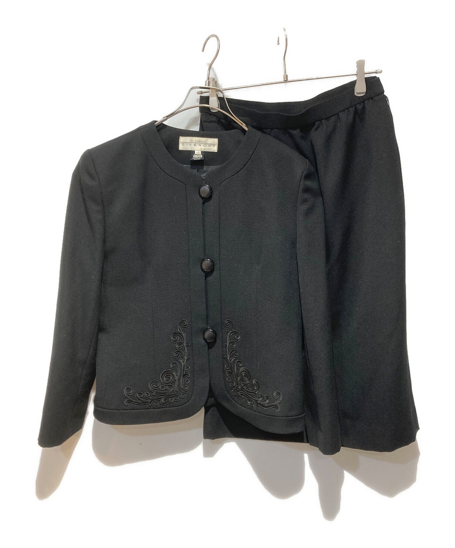 美品 GIVENCHY ジバンシー ヴィンテージ ジャケット＋スカート フォーマルセットアップ 44 ネイビー レディース 古着 中古 USED GIVENCHY - 美品 GIVENCHY ジバンシー ヴィンテージ ジャケット＋
