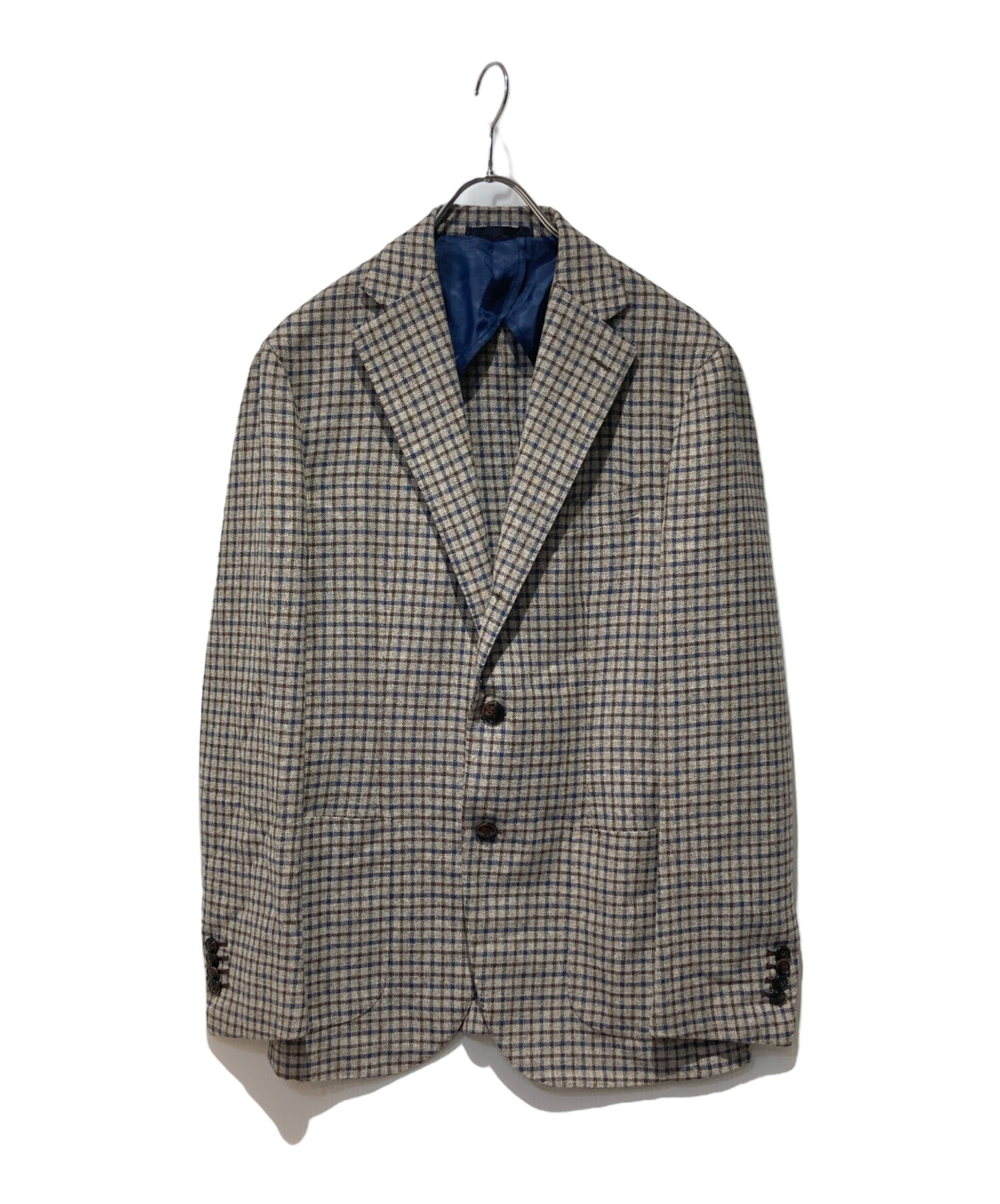 中古・古着通販】BARBA (バルバ) シルク混チェックジャケット ベージュ 