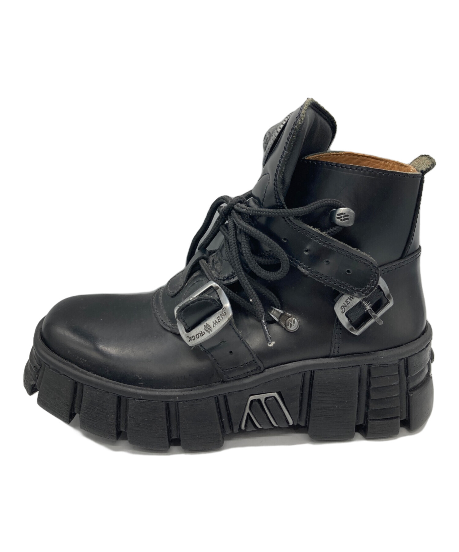 中古・古着通販】NEW ROCK (ニューロック) 厚底ベルトデザインブーツ