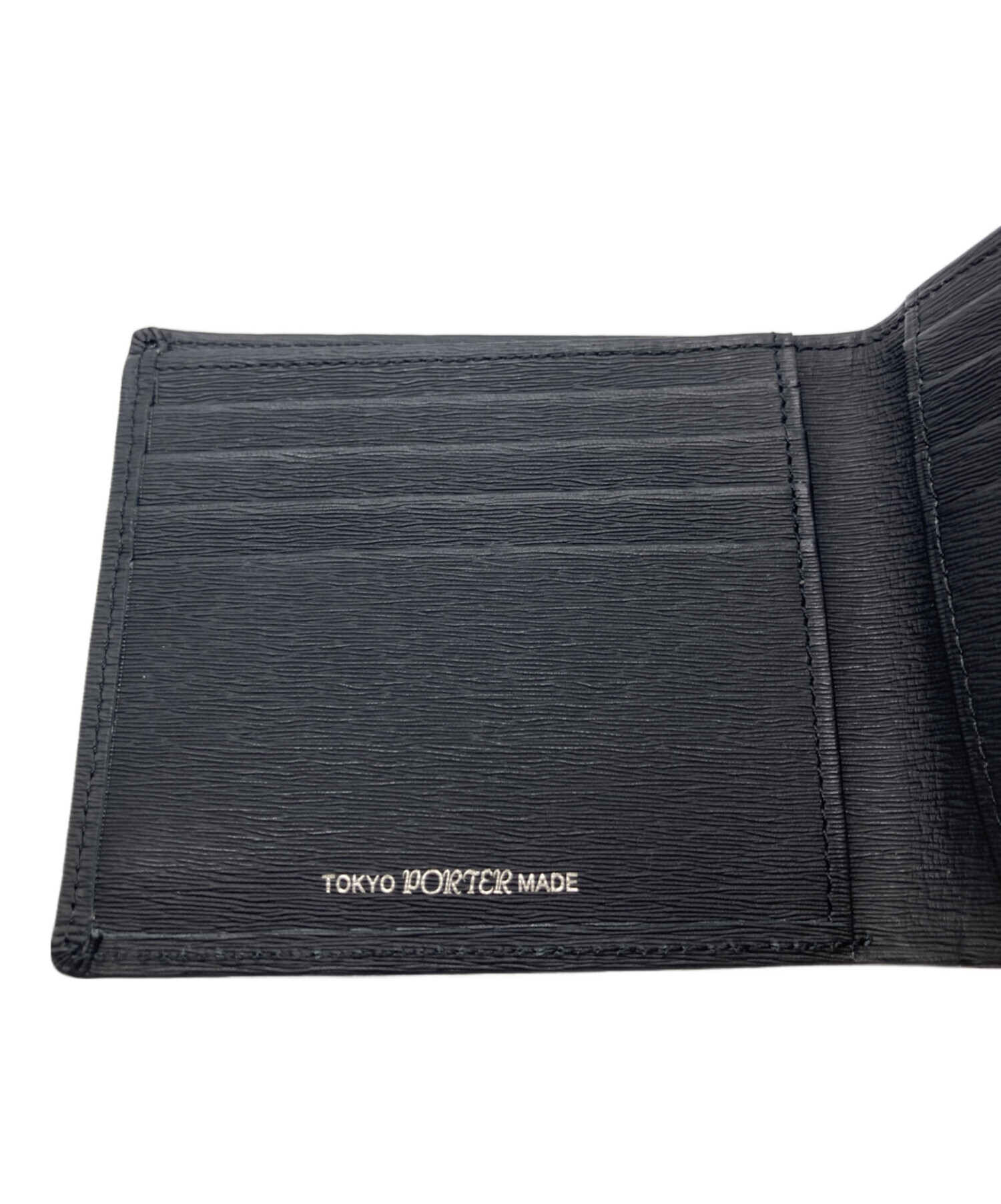PORTER 二つ折り財布 黒　未使用品 中古・古着通販】PORTER (ポーター) 2つ折り財布 ブラック｜ブランド