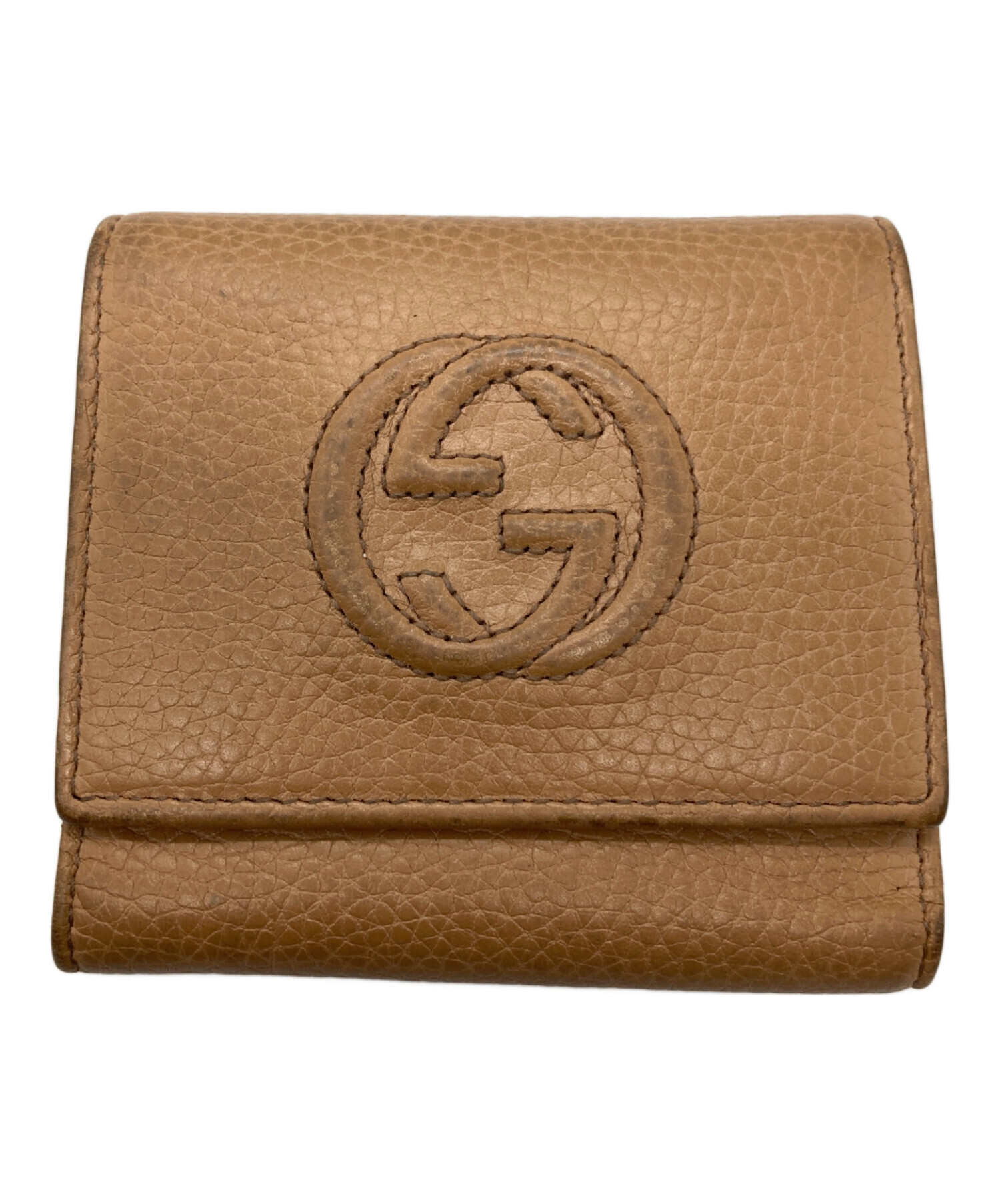 GUCCI グッチ 三つ折り財布　ベージュ グッチ GUCCI 3つ折財布 ミニ財布 レディース プチ マーモント ダブルG
