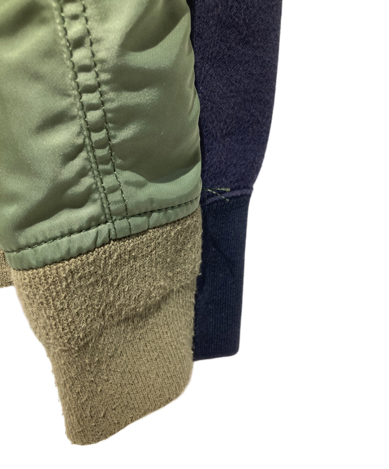 美品 sacai 紺カーキ Sponge Sweat Blouson パーカー 中古・古着通販】sacai (サカイ) Sponge Sweat x MA-1 Hoodie カーキ