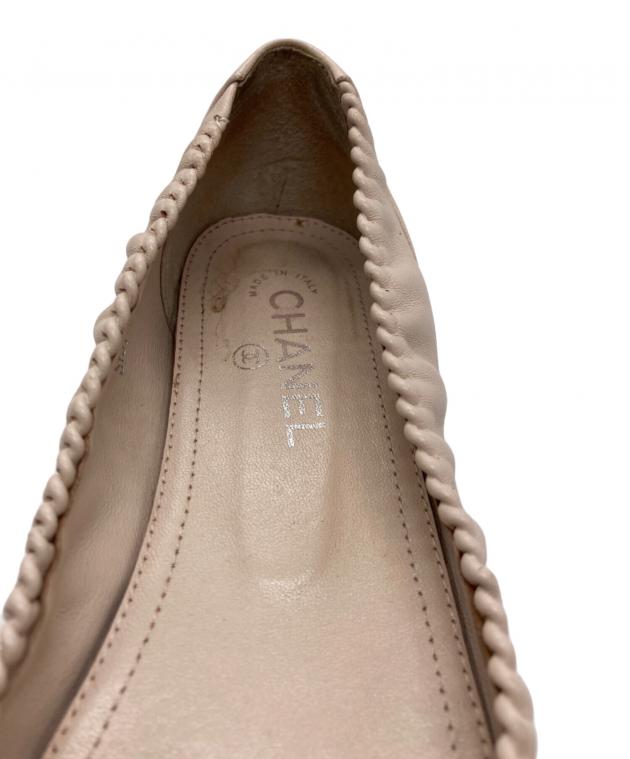 CHANEL バレエシューズ ベージュ　38 中古・古着通販】CHANEL (シャネル) ロゴ刺繍バレエシューズ ベージュ