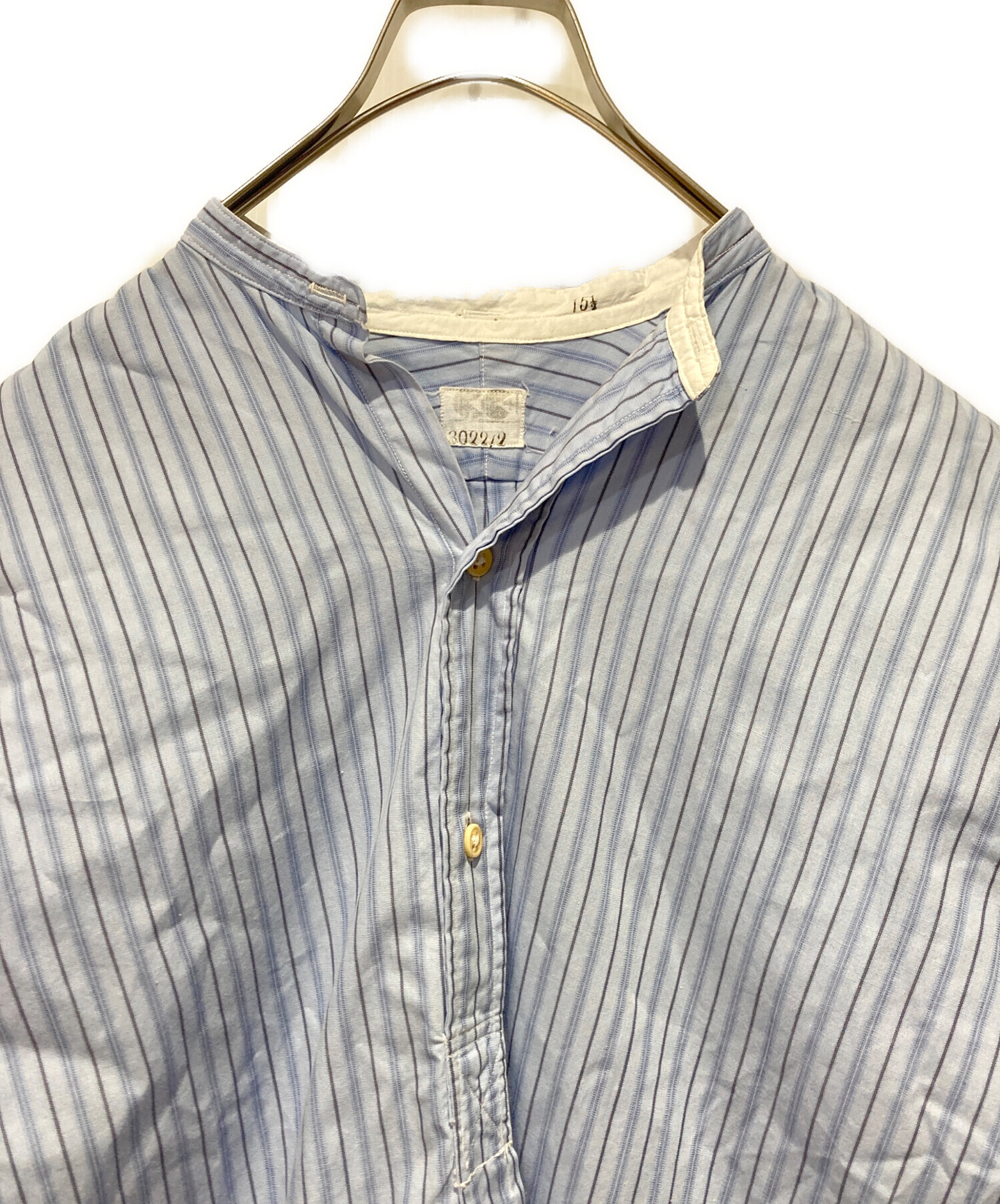 vintageトップス　古着　used ブラウス　シャツ 中古・古着通販】USED (ユーズド) 40s ストライプバンドカラーロング