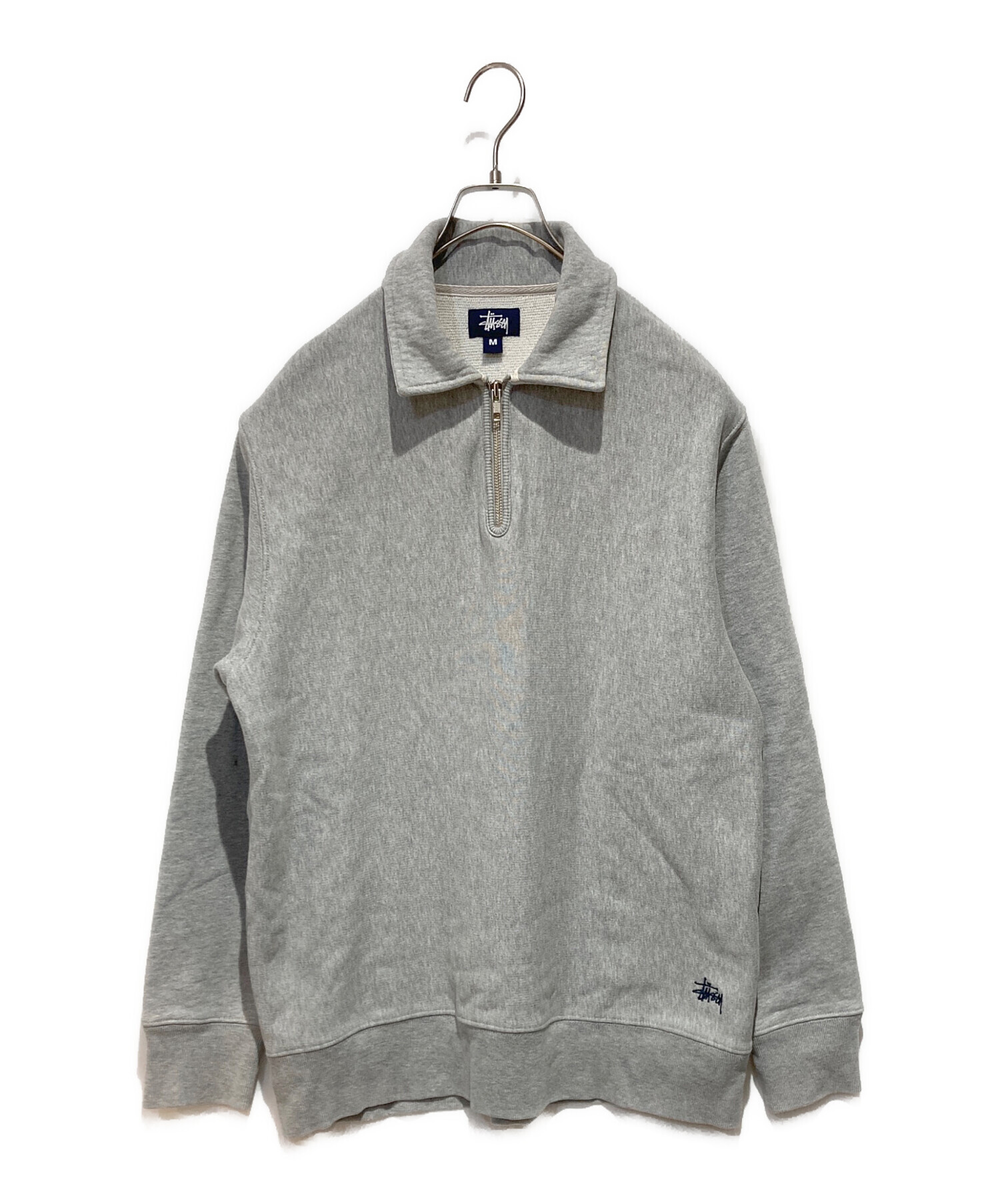 stussy ハーフジップスウェット グレー