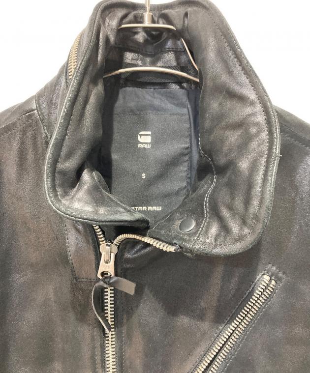 【超希少3L 牛革】ジースターロウ　レザージャケット　ライダース　刺繍　ロゴ金具 中古・古着通販】G-STAR RAW (ジースターロゥ) レザージャケット