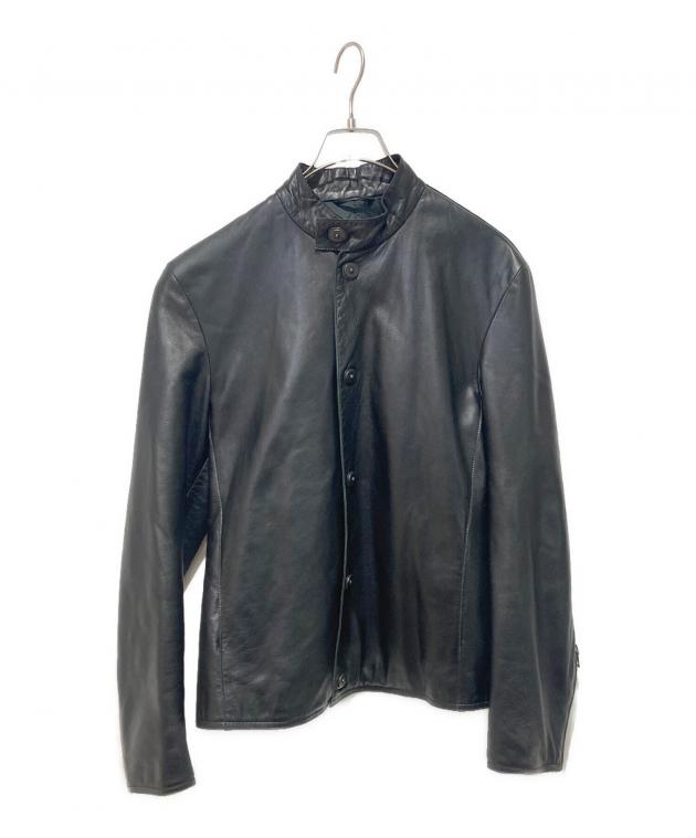 EMPORIO ARMANI レザージャケット ブラック 48 中古・古着通販】EMPORIO ARMANI (エンポリオ アルマーニ) レザー