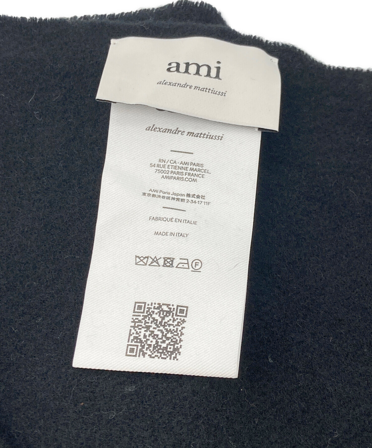 中古・古着通販】ami (アミ) ウールマフラー ブラック｜ブランド・古着