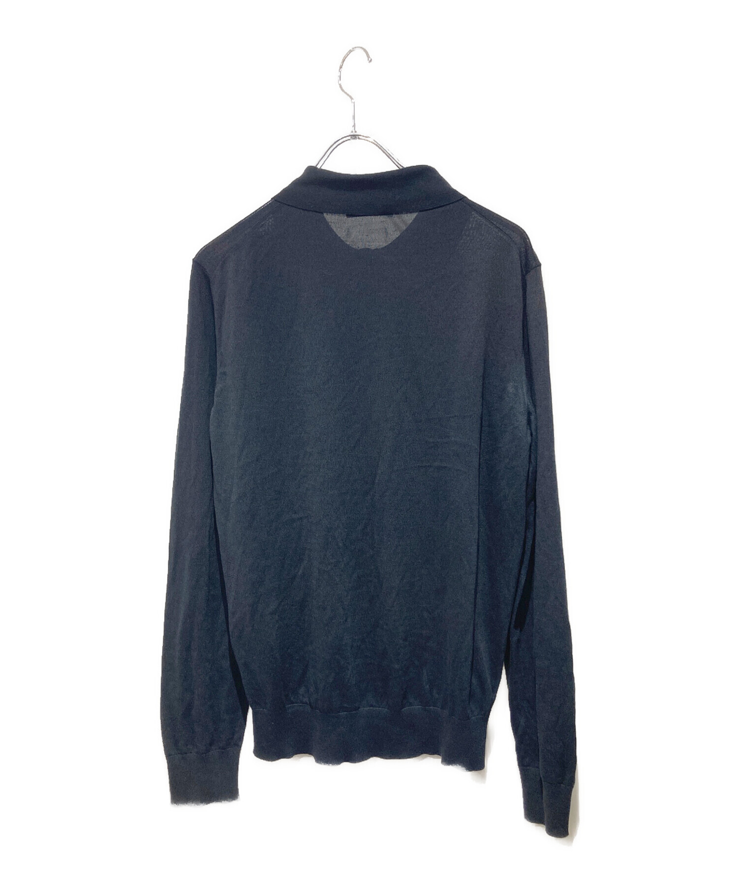 中古・古着通販】PRADA (プラダ) シルク混ニットポロシャツ ブラック