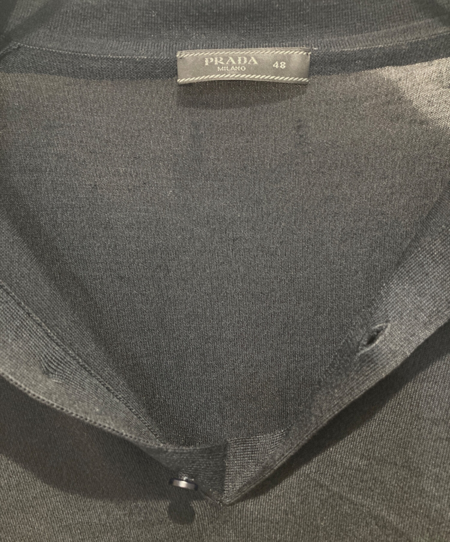 中古・古着通販】PRADA (プラダ) シルク混ニットポロシャツ ブラック