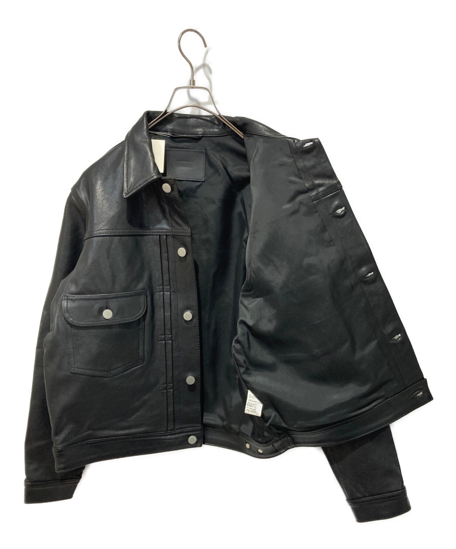 中古・古着通販】EDWIN (エドウィン) LEATHER JACKET ブラック サイズ 