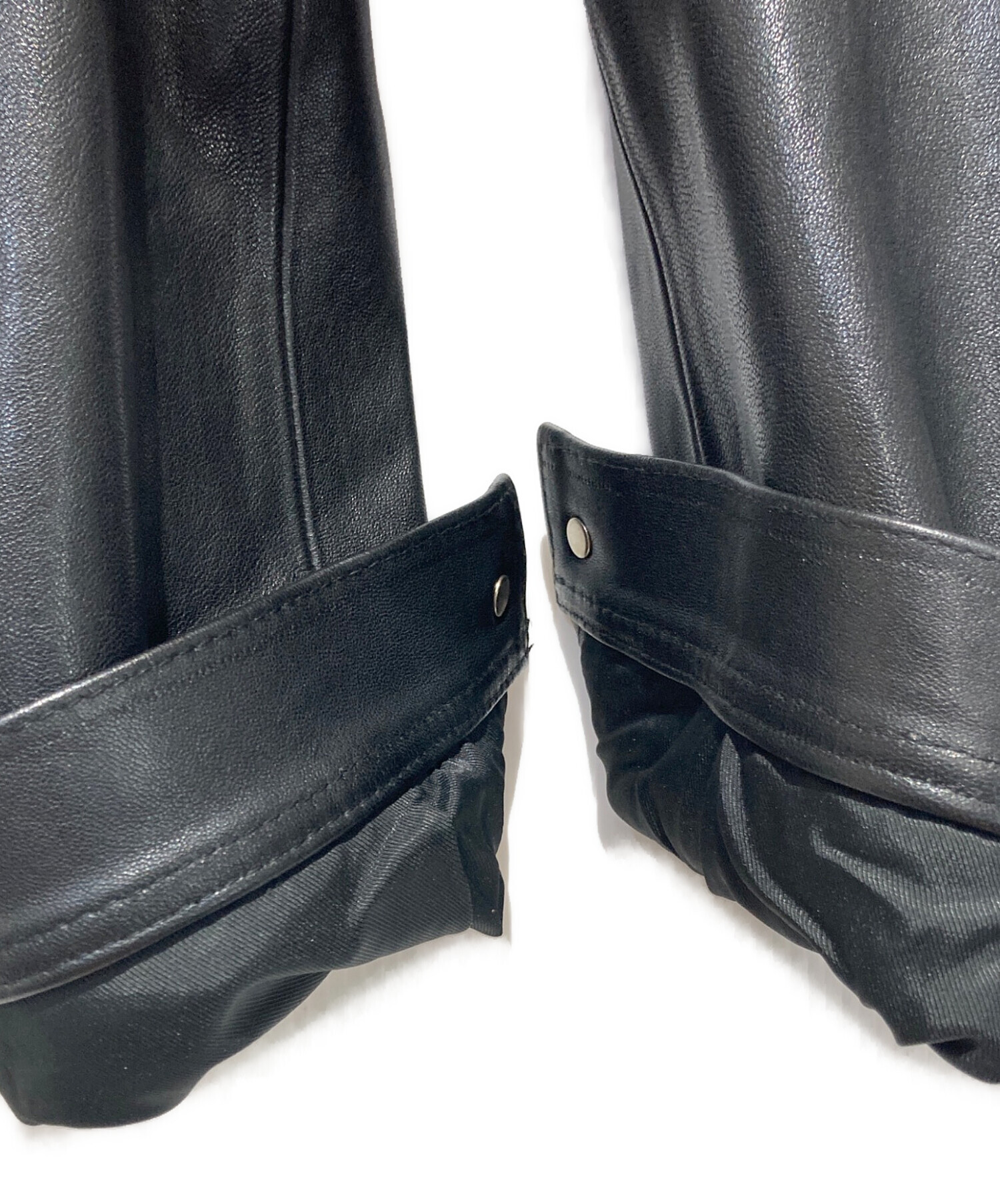 中古・古着通販】EDWIN (エドウィン) LEATHER JACKET ブラック サイズ
