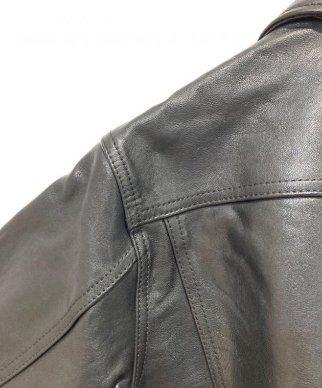 中古・古着通販】EDWIN (エドウィン) LEATHER JACKET ブラック サイズ