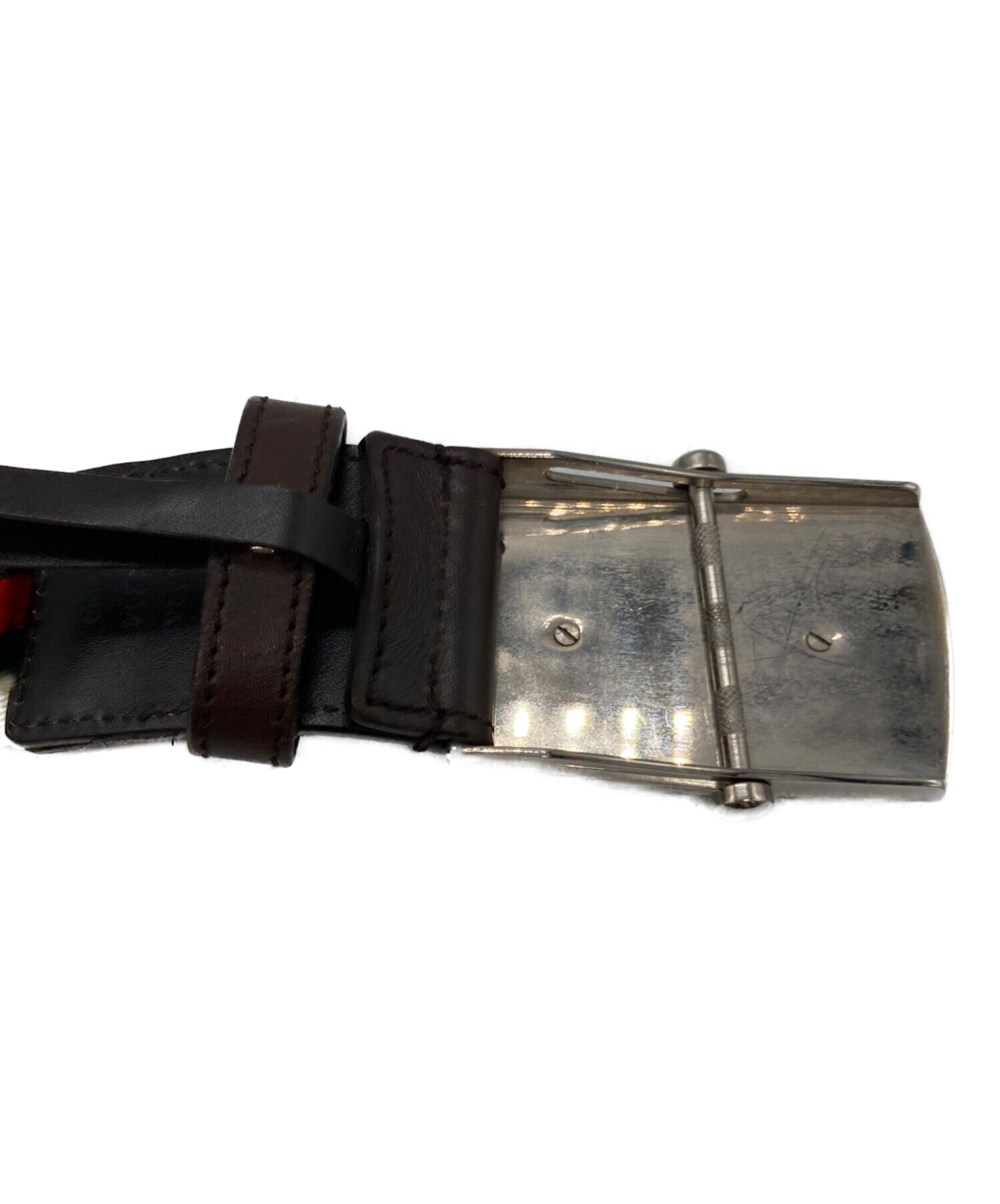 中古・古着通販】GUCCI (グッチ) GGロゴバックル ラインガチャベルト