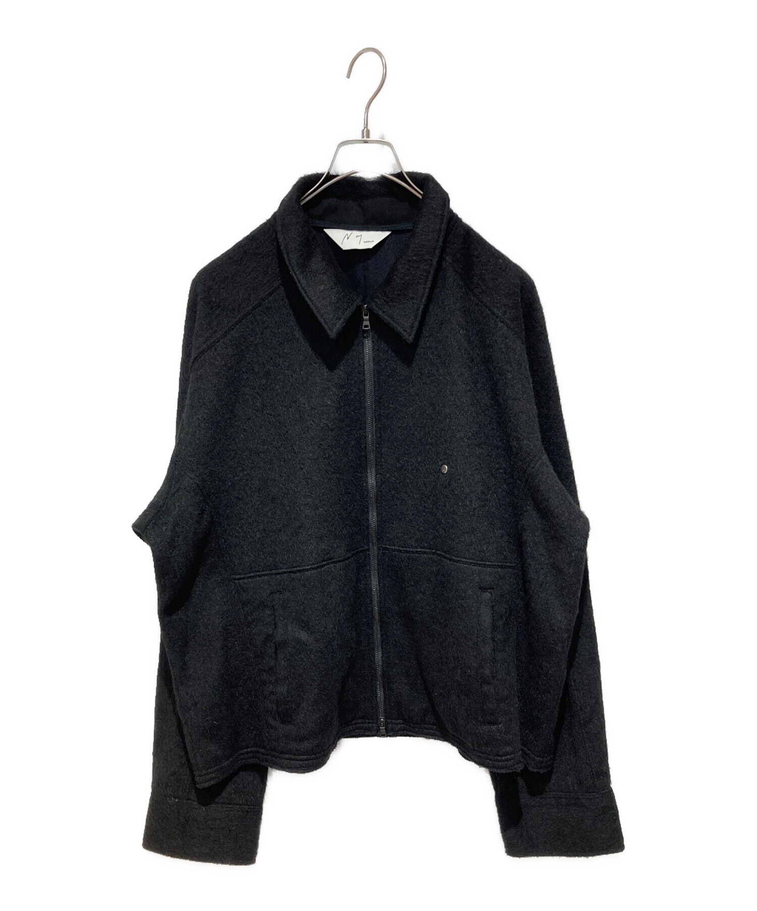 中古・古着通販】ANCELLM (アンセルム) SHAGGY ZIP UP SHIRT ブラック