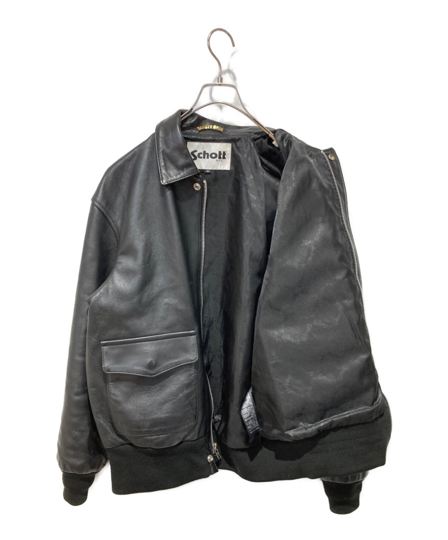 Schott ブラック レザージャケット M 中古・古着通販】Schott (ショット) レザージャケット ブラック サイズ