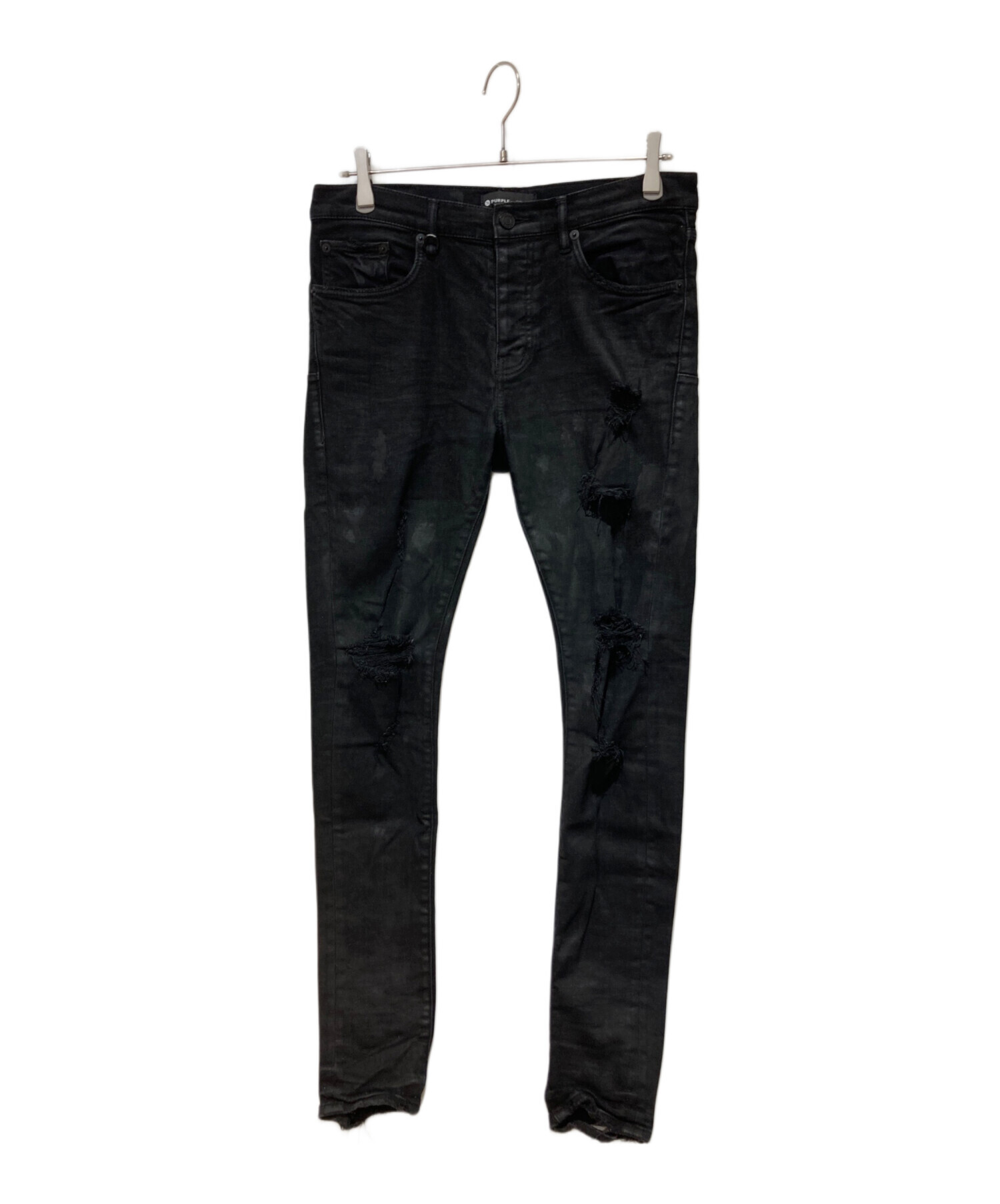 PURPLE BRAND ダメージ加工ブラックデニム　新品　タグ付き【値下げ中】 中古・古着通販】PURPLE-BRAND (パープル ブランド) コーティング