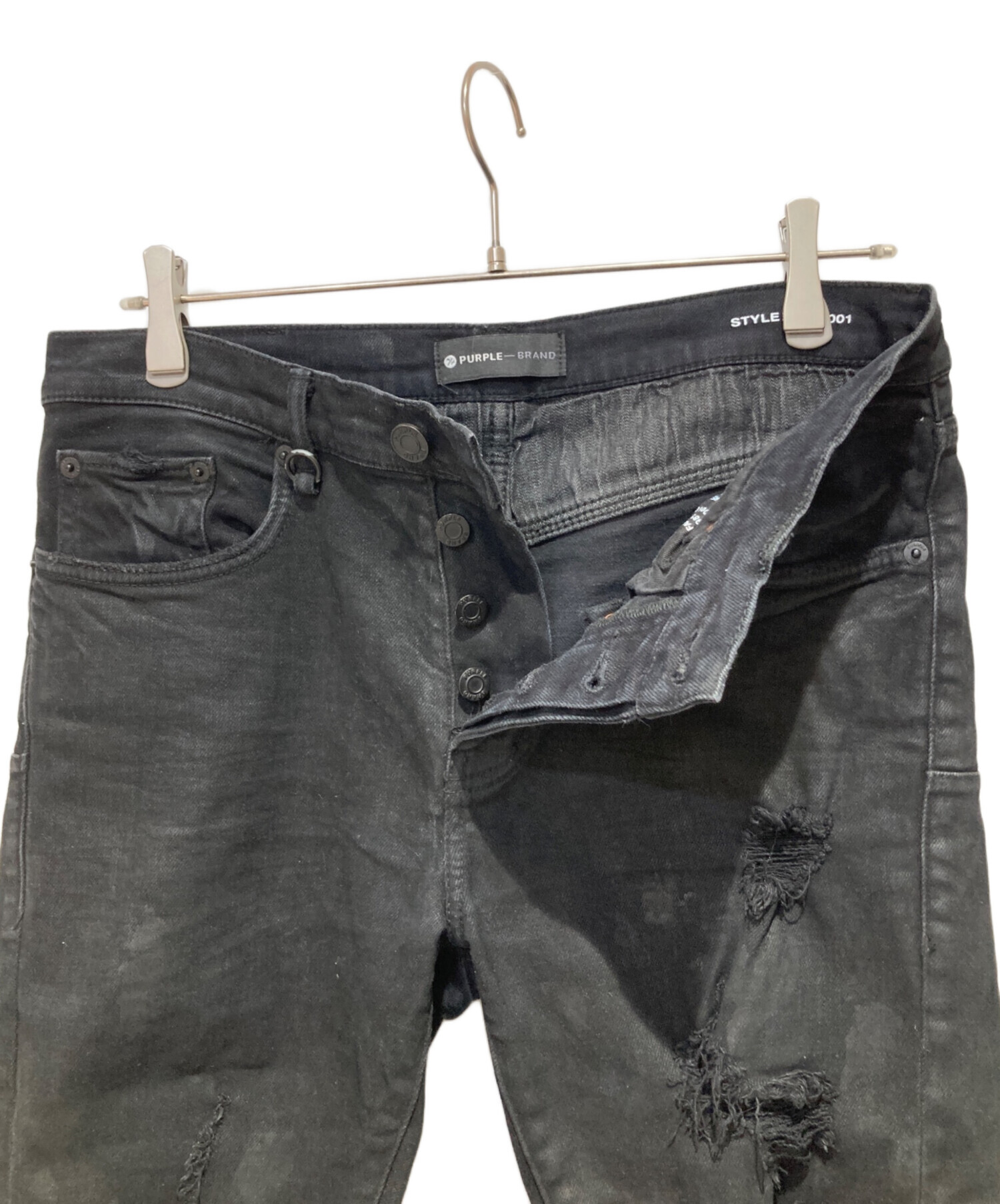 PURPLE ダメージデニム ブラック正規品 中古・古着通販】PURPLE-BRAND (パープル ブランド) コーティング
