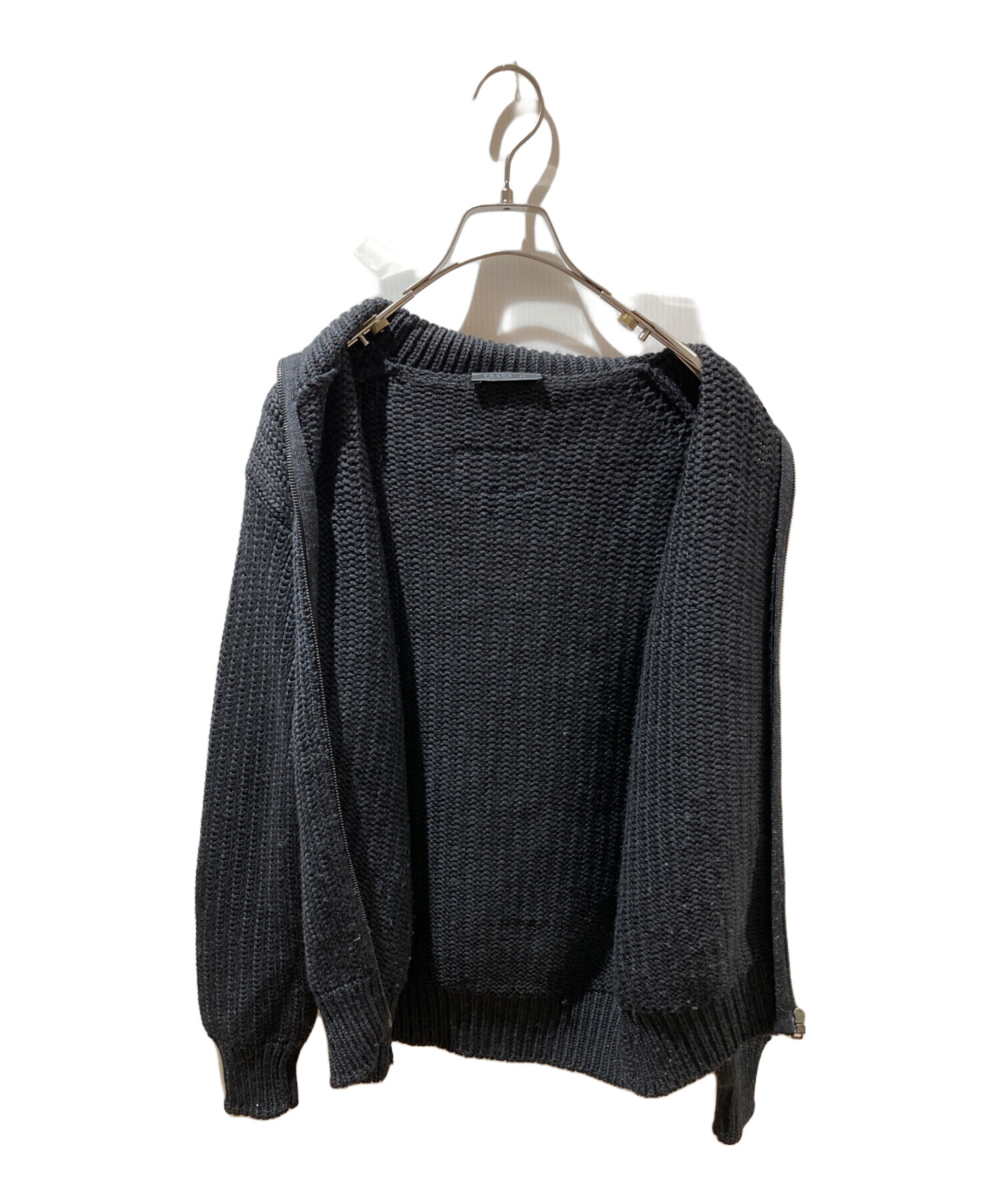 中古・古着通販】PRADA (プラダ) ジップアップニット ブラック サイズ