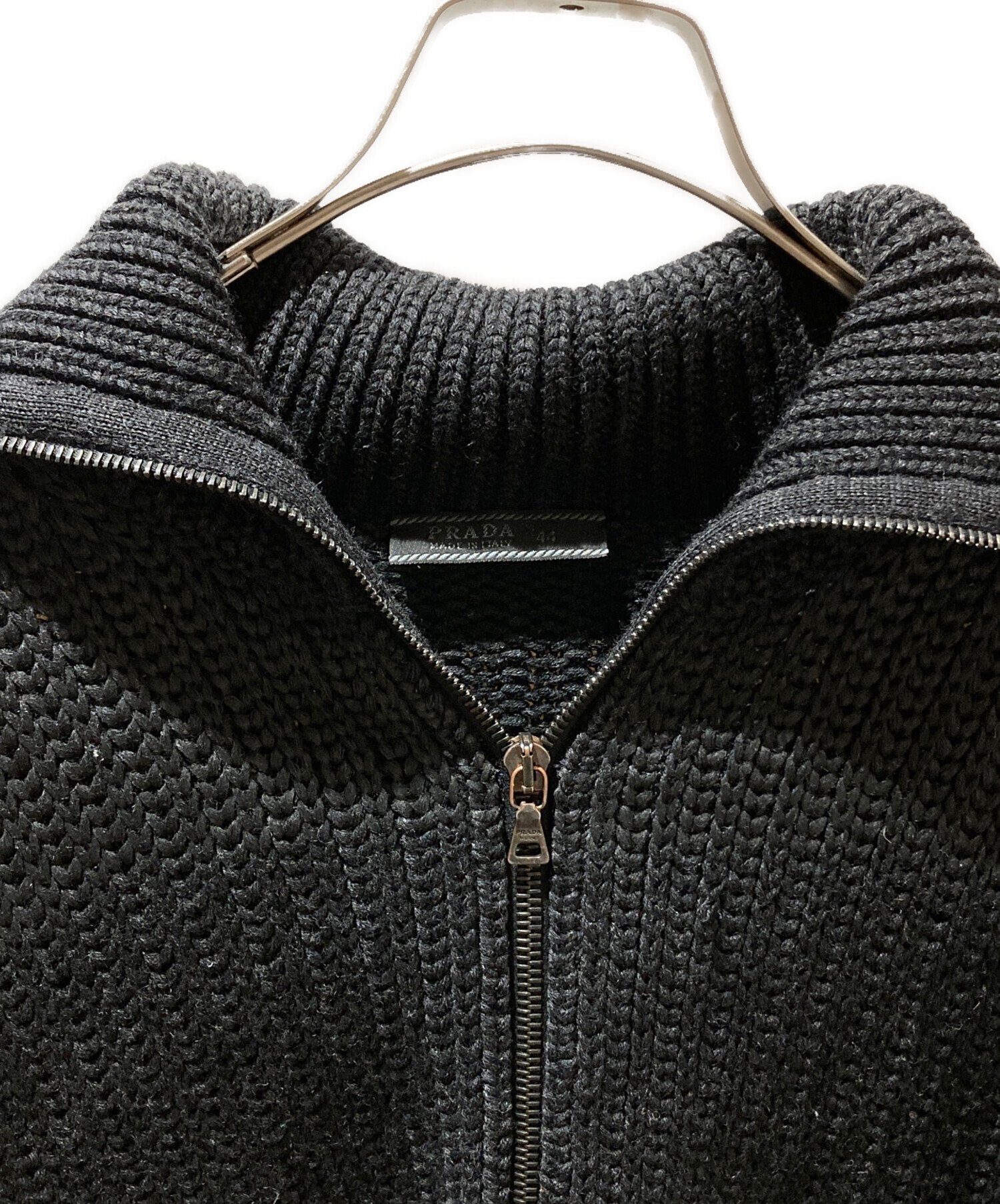 中古・古着通販】PRADA (プラダ) ジップアップニット ブラック サイズ