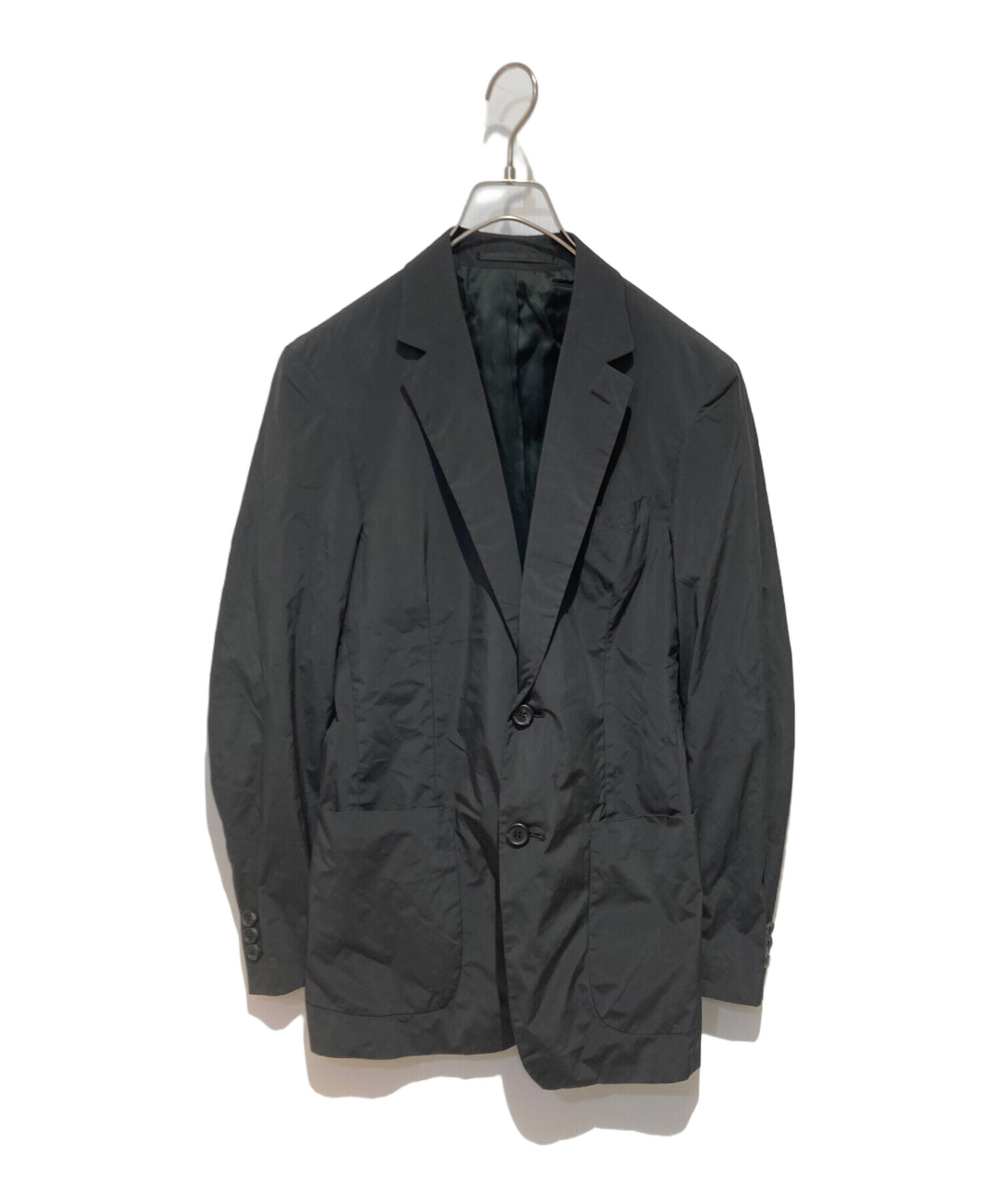 国内正規品　プラダ　PRADA ナイロンジャケット　44 ブラック 中古・古着通販】PRADA (プラダ) ナイロンテーラードジャケット