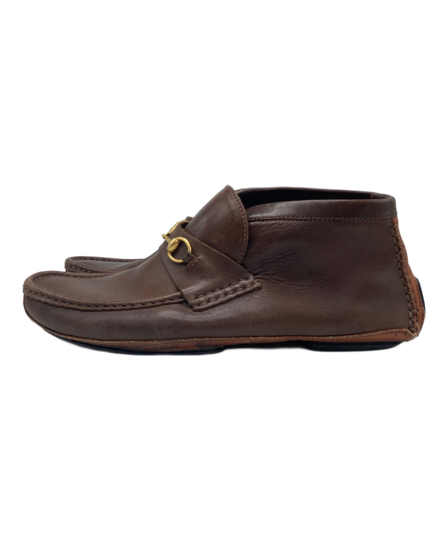 中古・古着通販】GUCCI (グッチ) ホースビットチャッカブーツ ブラウン