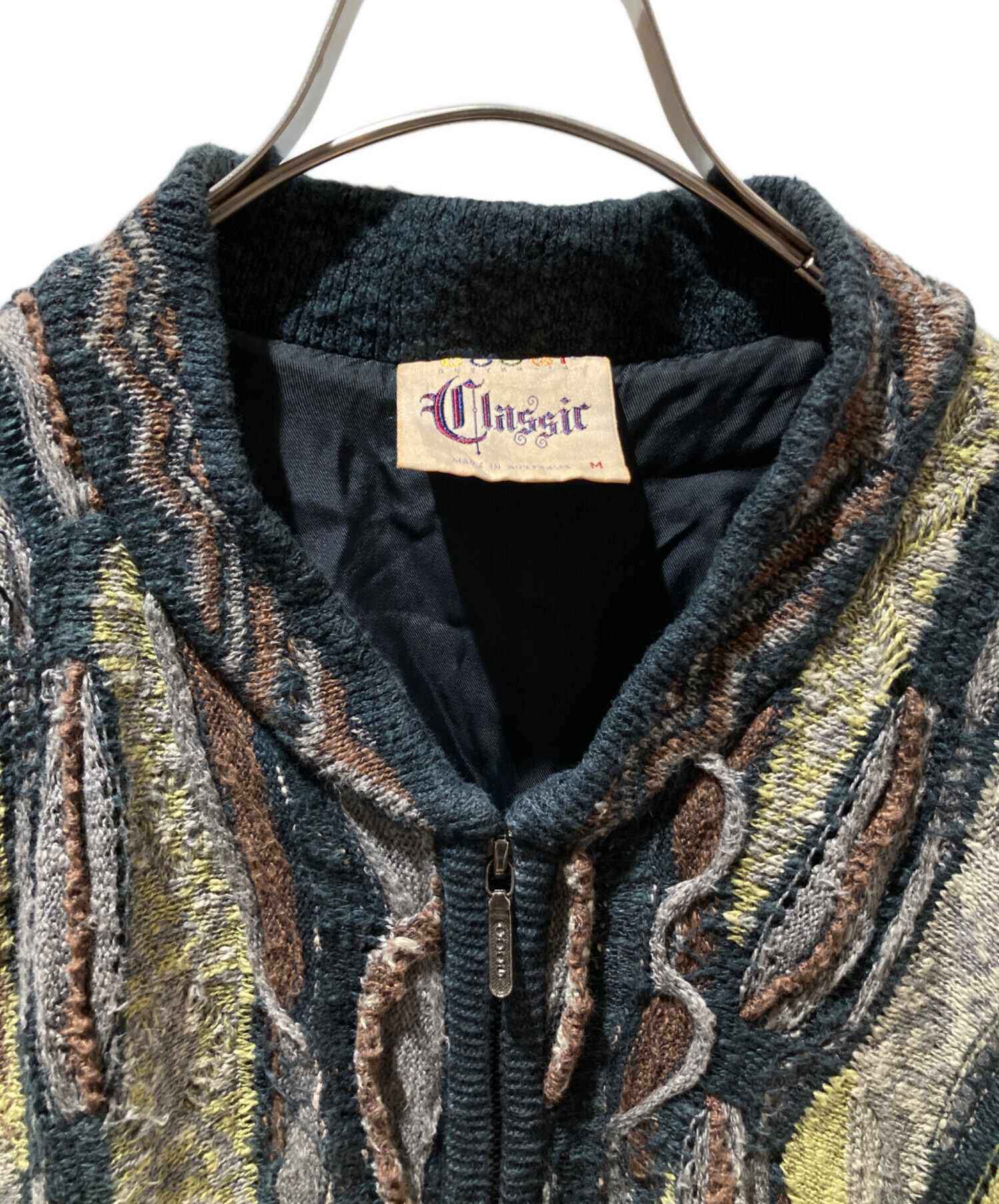 中古・古着通販】COOGI (クージー) ジップアップ3Dニット ブラウン