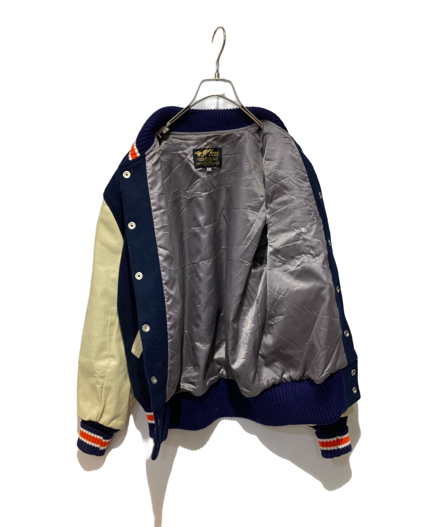 中古・古着通販】ALBION (アルビオン) レザー切替スタジャン ネイビー