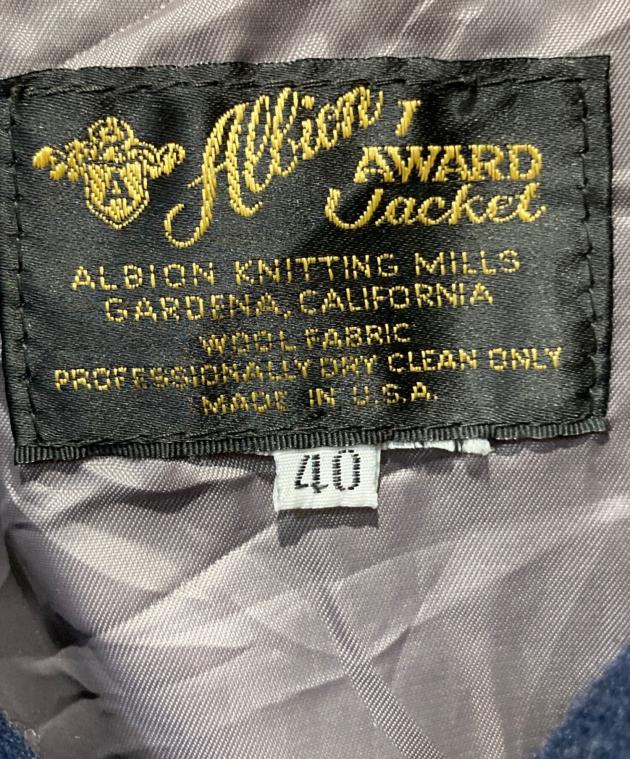 中古・古着通販】ALBION (アルビオン) レザー切替スタジャン ネイビー