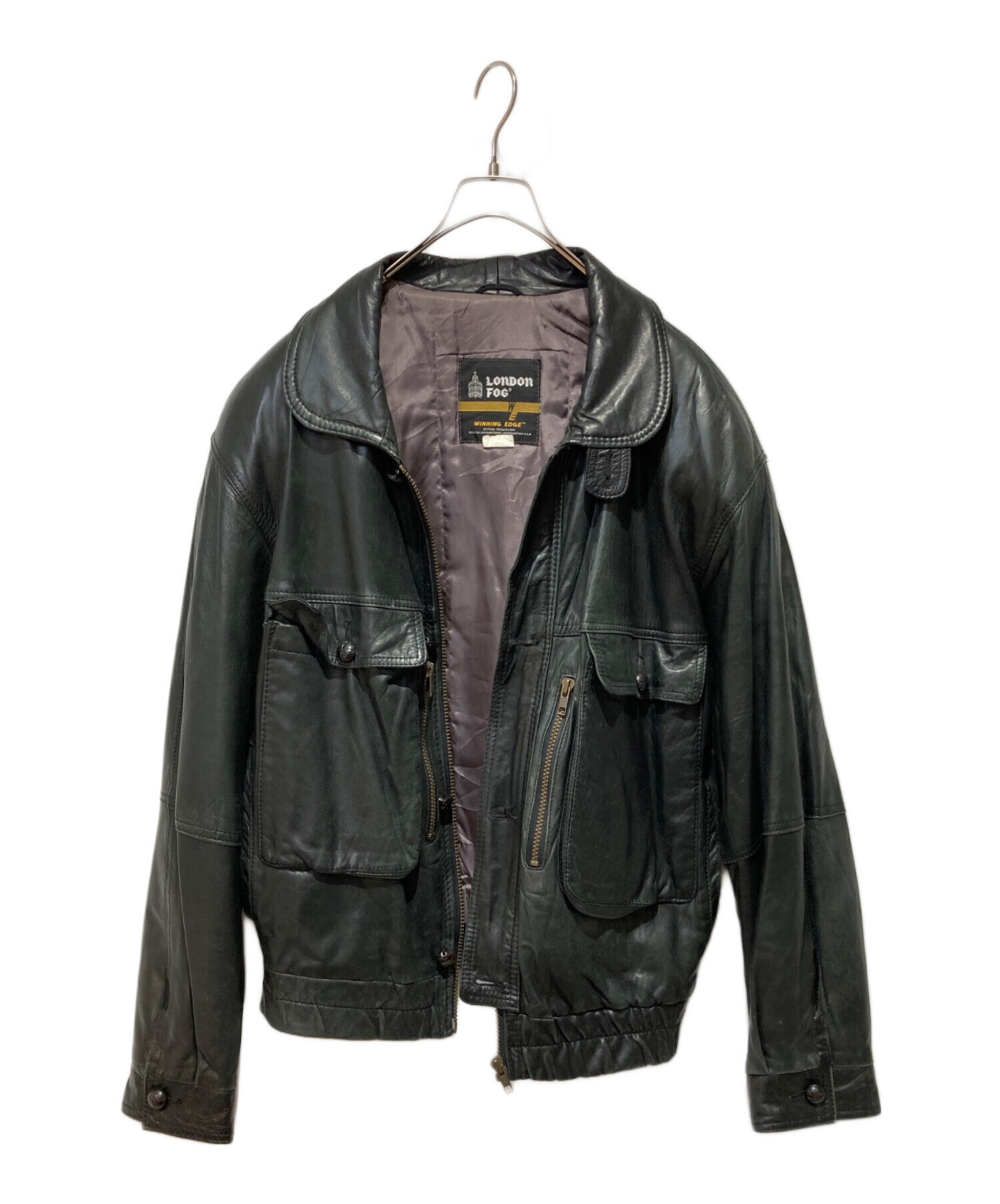 【美品】LONDON FOG ロンドンフォグ 短丈 レザーブルゾン カナダ製 黒 中古・古着通販】LONDON FOG (ロンドンフォグ) レザージャケット