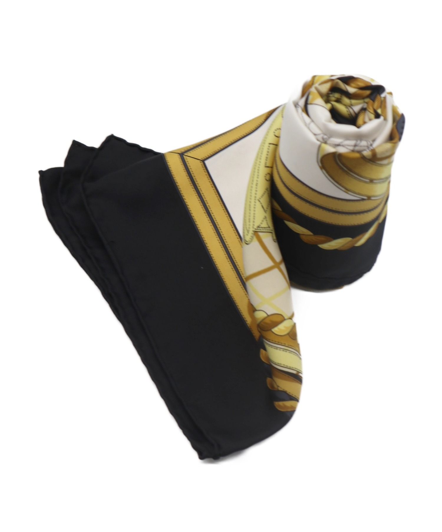 HERMES ゴールド ブラック シルクスカーフ 【公式通販】