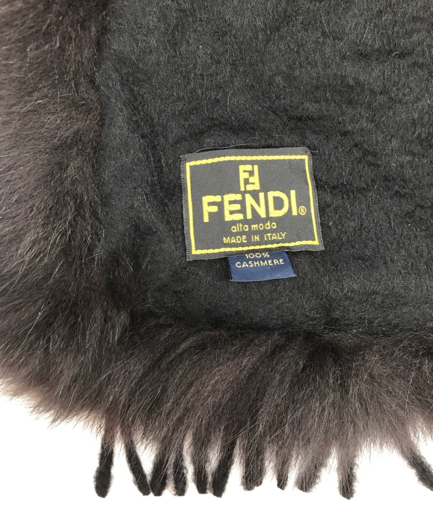 中古・古着通販】FENDI (フェンディ) カシミヤファーマフラー ブラック 
