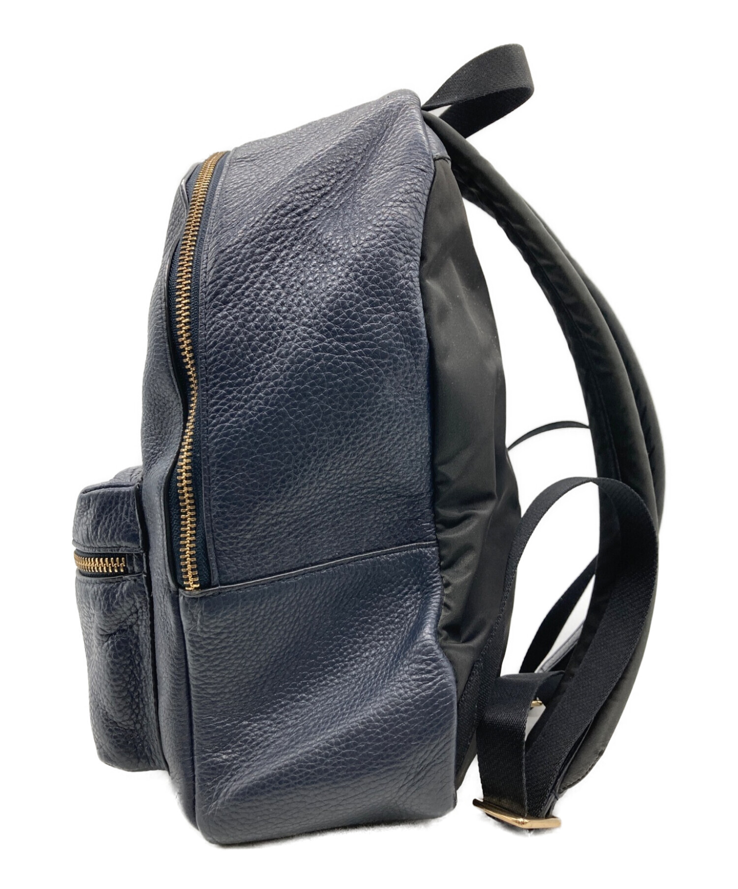 COACHコーチレザーリュックネイビー